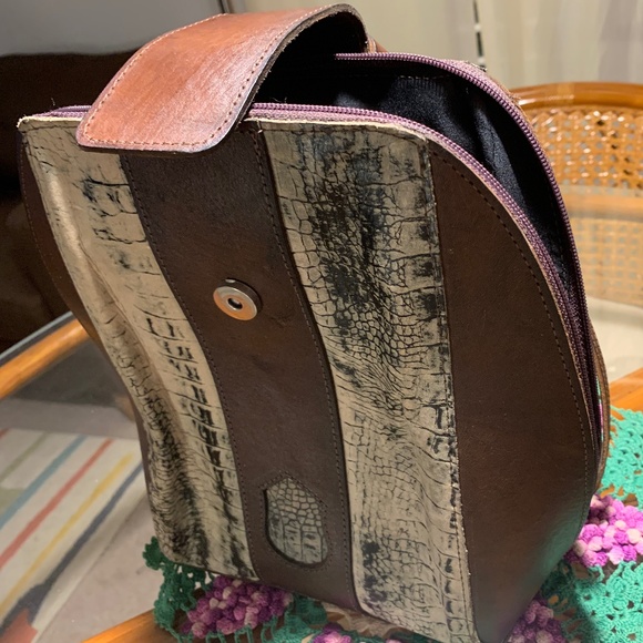 Handmade Leather Backpack | Snake print
